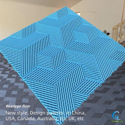 नीली लचीली गैरेज फर्श टाइलें 3D इंटरलॉकिंग गैरेज फर्श मैट